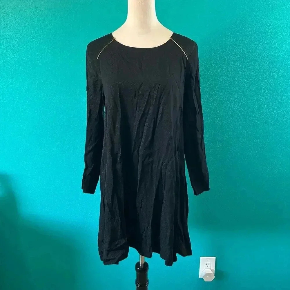 Madewell x Sezane Thelma Shift Dress Black Mini Textured Size 2 - Picture 2 of 6